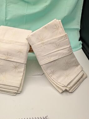 Threshold Cream & Gold 100% Cotton Christmas Napkins Set Of 8